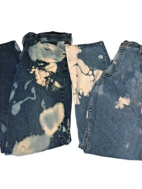 Wrangler Mens Blue Jeans 38x32 Custom Bleached Lot Of TWO